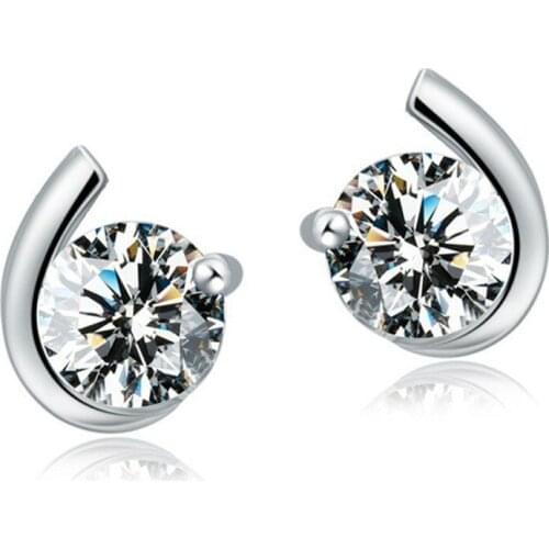 100% 925 sterling silver fashion shiny crystal star design ladiesstud earrings wholesale jewelry women birthday gift cheap