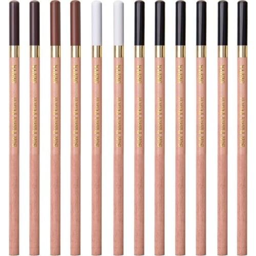 12 Pcs/box Artist Soft Pastel Pencils Crayon Charcoal Pencils Artiste Wooden Non Toxic Pencil For Sketching Drawing
