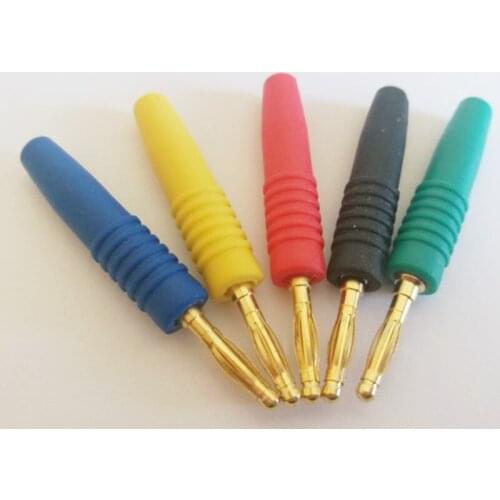 20pcs/lot 2mm Banana Plug High Quality Cooper with Gold Plated Banana Head Black/Red/Yellow/Green/Blue Color