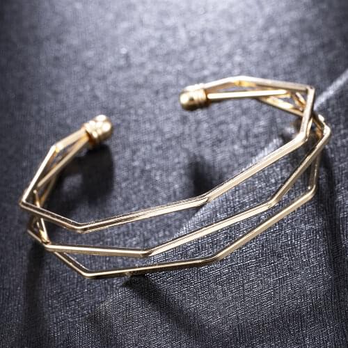 2020 Gold Metal Alloy Arrow Link Chain Twist Bangle New Three Layer Romantic Open Cuff Bangles/Bracelet Set For Women