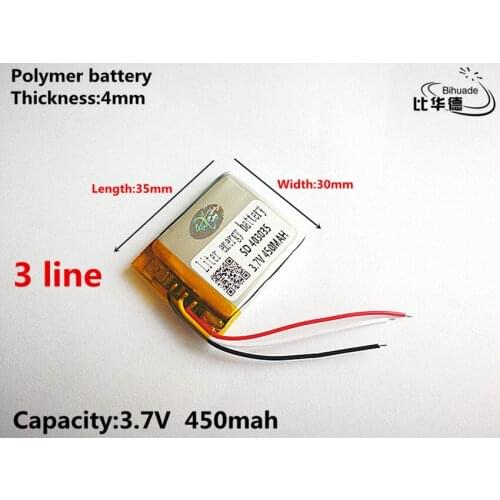 3 line Good Qulity 3.7V,450mAH,403035 Polymer lithium ion / Li-ion battery for TOY,POWER BANK,GPS,mp3,mp4