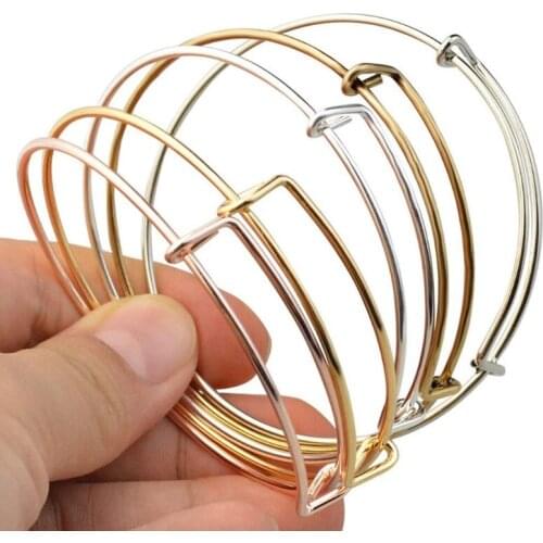 60 Pcs DIY Expandable Bangle Bracelets Adjustable Wire Bracelets Blank Beading Pendants Bangles for DIY Jewelry Making