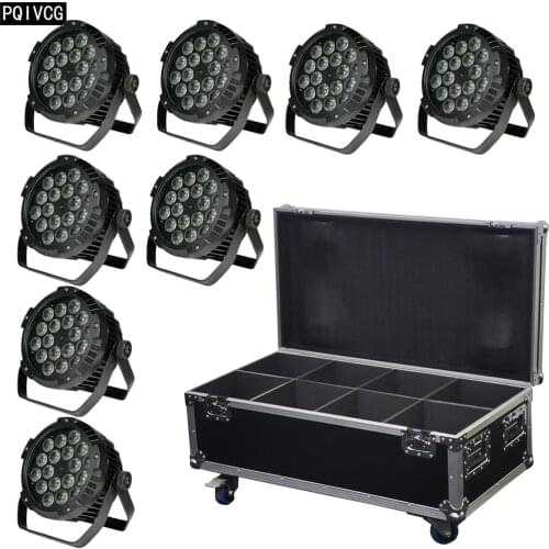 8pcs / Aluminum 18x18w RGBWA UV 6in1 LED par light+flight case IP 65 Outdoor waterproof Led par DMX512 Waterproof equipment