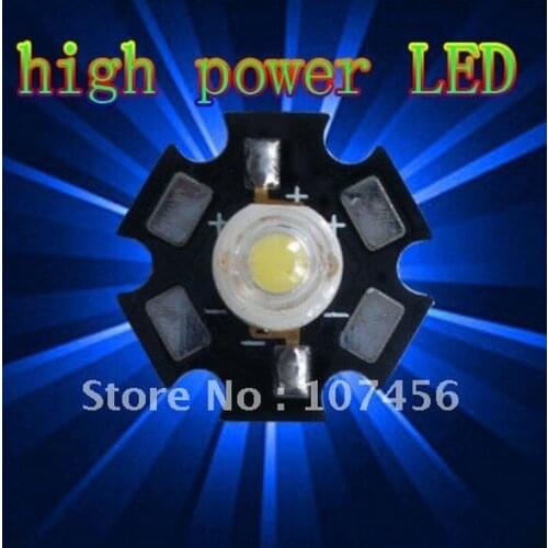 Free shipping 100pcs 1watt Blue High Power 1W LED Lamp Light Bright with star base
