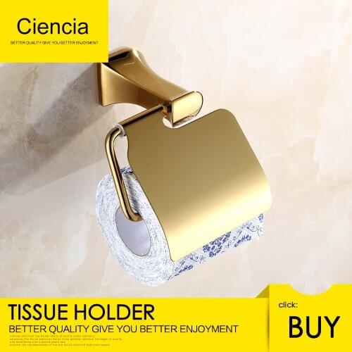 Free shipping Brass Golden toilet roll paper holder wall mounted Tissue bathroom kitchen hardware