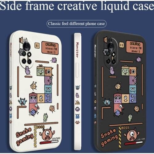 Running Snake Phone Case For Huawei Nova8 8Pro 8SE Nova 7 7Pro 7SE 6 6se 5 5Pro 5Z 5I 5Ipro 5T 4 4E Liquid Silicone Cover
