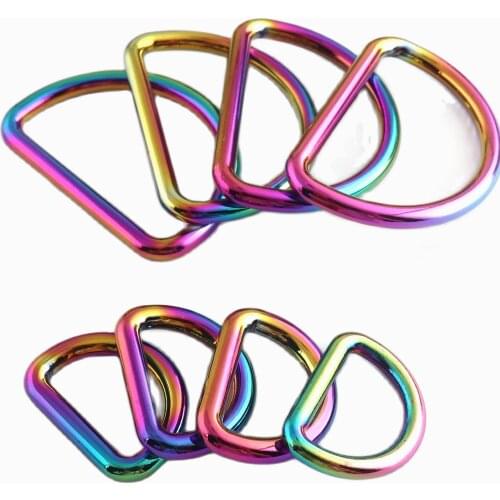 40/20mm D Rings Zinc Alloy Rainbow Loops Strap Buckle Hook Making Hardware Supplies Jewelry Purse Handbag Bag DIY Accessories
