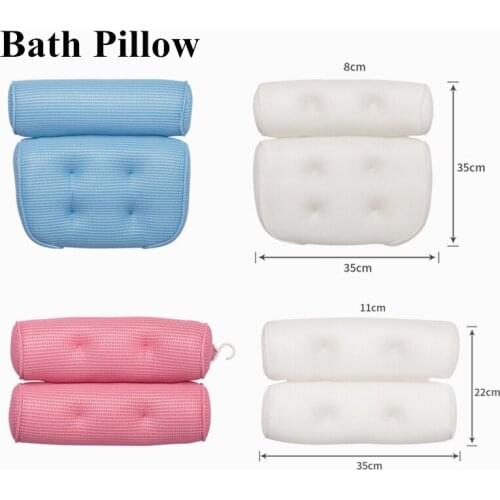 Breathable 3D Mesh Spa Bath Pillow with 6/4pcs Suction Cups Neck Back Support Spa Pillow Bathroom Accersories подушка для ванны