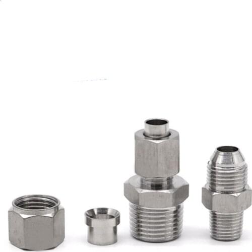 1/8" 1/4" 3/8" 1/2" BSPT Male x 6/8/10/12mm Flare Tube OD Hydraulic Tube Union Stainless 304