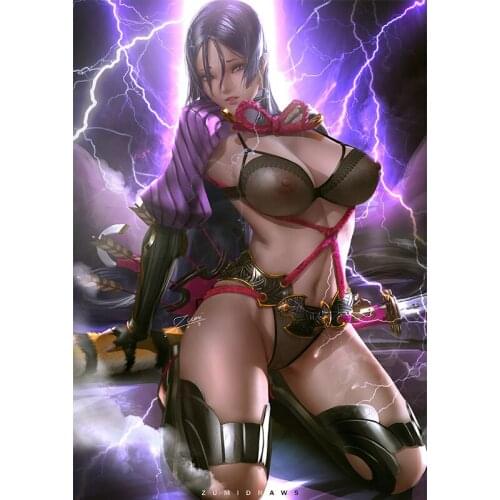 Print Canvas Black underwear warrior Sexy Girl Art Poster 40x60 50x70 60x90 Custom Painting Living Room Bedroom Hanging Picture