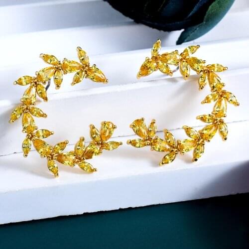 Jimbora Be Original Luxury Romantic Yellow Pendant Earrings Jewelry For Women Bridal Wedding Party Show Girl Daily Accessoriess