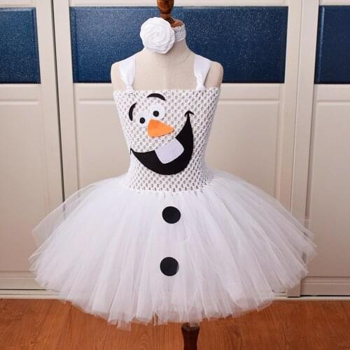 Snow Queens Buddy Olaf Tutu Dress Fancy Costume Kids Cute Tulle Christmas Birthday Princess Costumes Cosplay Snowman Dress up