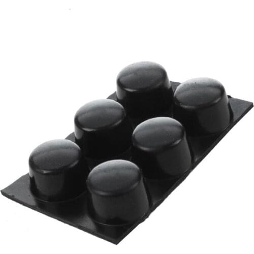 Furniture Cylinder 18mmx12mm Adhesive Rubber Foot Pads Black 6 in 1