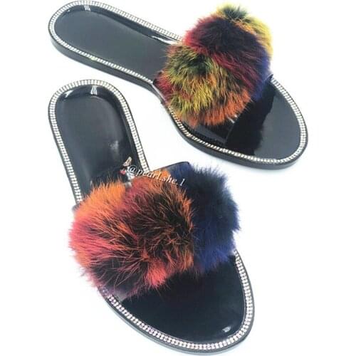 Custom Fashion Genuine Australian Shearling Fur Fluffy Fuzzy Cross Band Slides House Slippers for Women