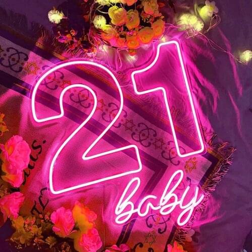 Custom Neon Sign 21 baby Light Waterproof Flex Led Acrylic Wall Hanging Home Decoration Neon Bar Lights Neon