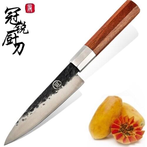 Handmade Chef Knife 5.6 inch High Carbon 4cr13 Steel Petty Utility Japanese Kitchen Knives Hammer Forged Home Tools Christmas