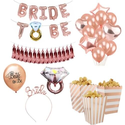 Bachelorette Party Disposable Tableware Team Bride To Be Diamond Ring Balloon Bridal Shower Hen Party Favors Wedding Decoration