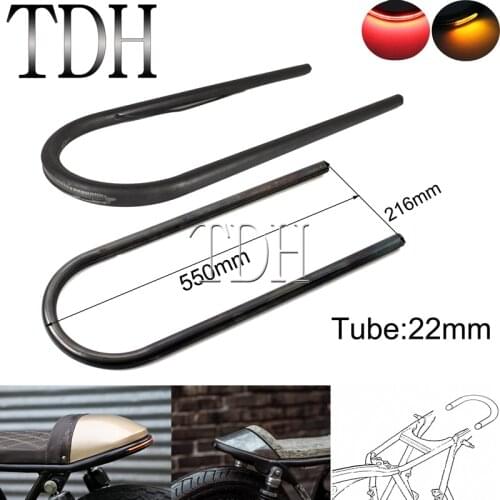 550mm Long Cafe Racer Brat Rear Seat Hoop Frame Loop LED Turn Signal Tail Light For Honda CB CL Suzuki GR GS Scrambler Chopper