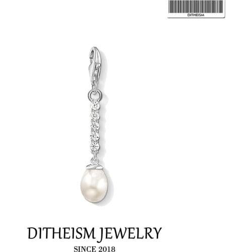 Dropwater Pearl Charms Pendant 925 Sterling Silver Fit Bracelet Necklace Collares 2021 New Women Jewelry Trendy Gift for Girls