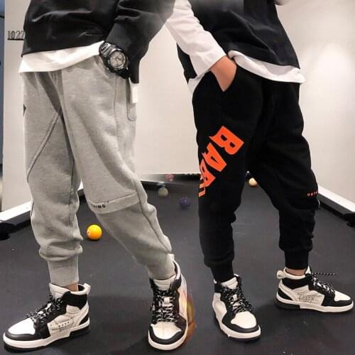 Casual Boys Pants Letter Print Boys Clothes Toddler Boys Long Trousers Plus Velvet Winter Pants for Teenagers New Fashion Pants
