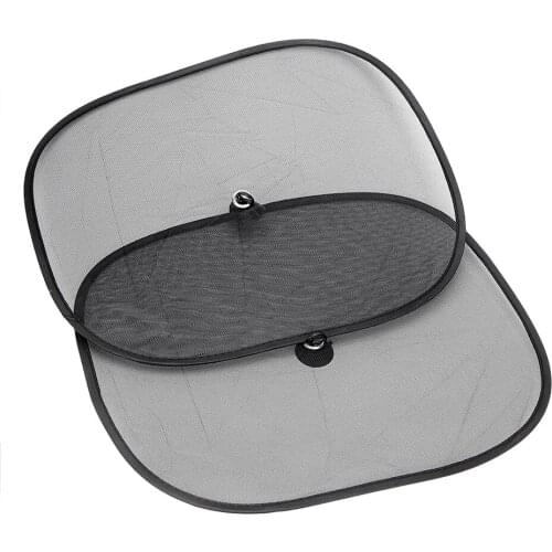 2Pcs For Front Side and Rear Window UV Mesh Sun Shades Black Interior Accessories Sucker Sunshade Blocker Car Curtains 44*36cm