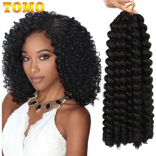 TOMO Synthetic Jumpy Wand Curl Crochet Braids 8/12Inch Ombre Jamaican Bounce Cur Crochet Braiding Hair Extension for Black Women