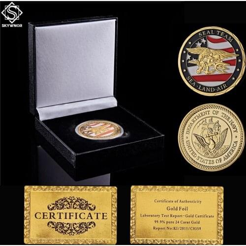 USA Department Navy Sea Land Air Seal Team Military Challenge Coin USA Collection Gift W/ Luxury Coin Box