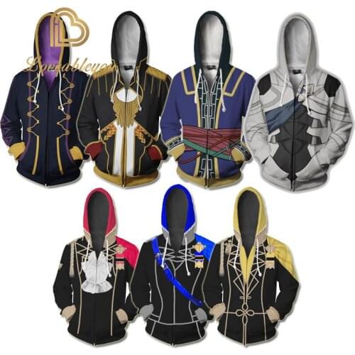 Game Fire Emblem Hoodie Anime Cospaly Costume 3D Printed Sweatshirt Robin Corrin Zip Up Hoodies Three Houses Sweatshirts Jacket