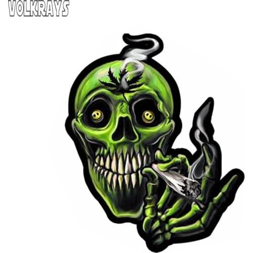 Volkrays 3D Smoking Skull Vinyl Car Stickers Waterproof Sunscreen Decal Accessories for Auto Moto Bike Car Van Truck,13cm*10cm