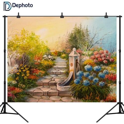 DePhoto Vinyl Photography Background Oil Printing Floral Flowers Dream Garden Baby Birthday Children Backdrop Photo Studio