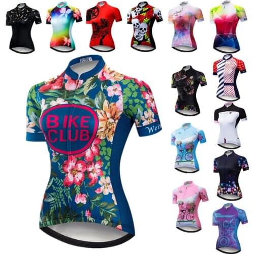 Weimostar 2021 Flower Cycling Jersey Women Summer Mountain Bike Clothing Breathable Bicycle Shirt Road Team Cycling Wear Clothes