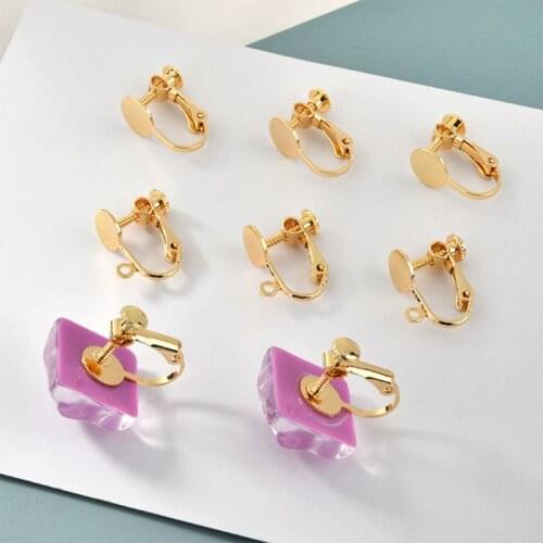 10Pcs No Piercing Screw Clip On Stud Earring Clips Blank Base Pad Jewelry Making L5YB