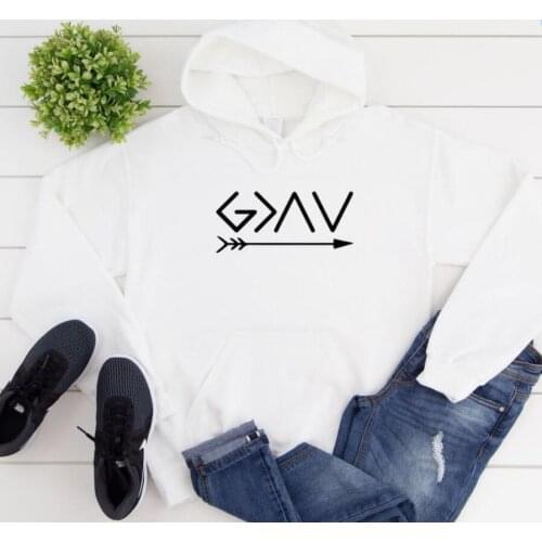 God Is Greater Than Highs And Lows womens hoody sweatshirts Christian Hoodie Religious Faith Jumper 100%cotton pullovers