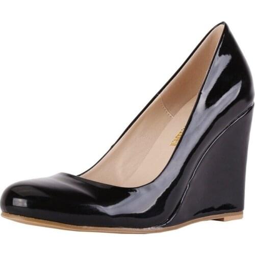 Women Patent Platform Peeptoe High Wedges Heel Wedding Party Pumps for Shoes