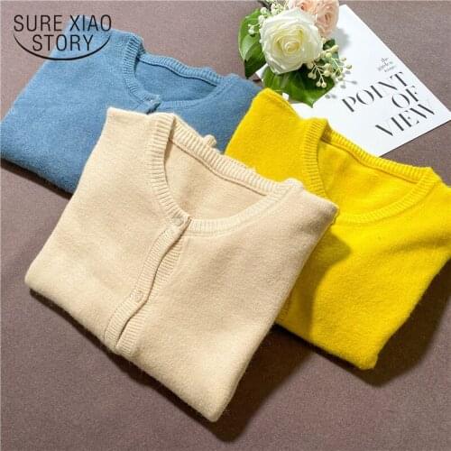 Autumn Winter Knitted Sweater Women O-Neck Loose Sweater Cardigan 2021 Multi-Color Single-Breasted Short Coat Pull Femme 11113