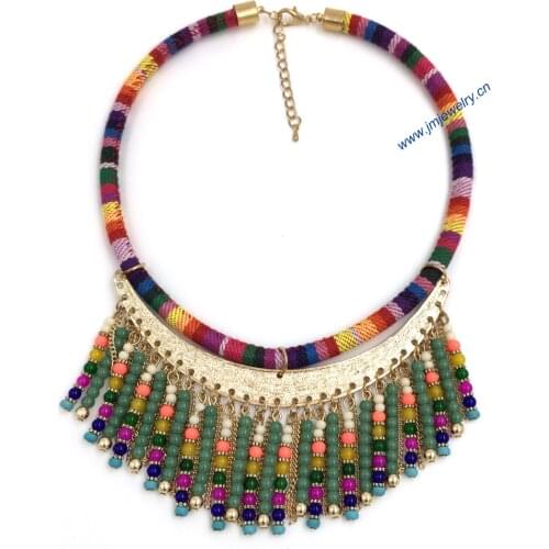 Jewelry wholesale Handmade Luxury Victorian necklace Bohemian collier neckalce long beaded fringe tassel Necklace summer style
