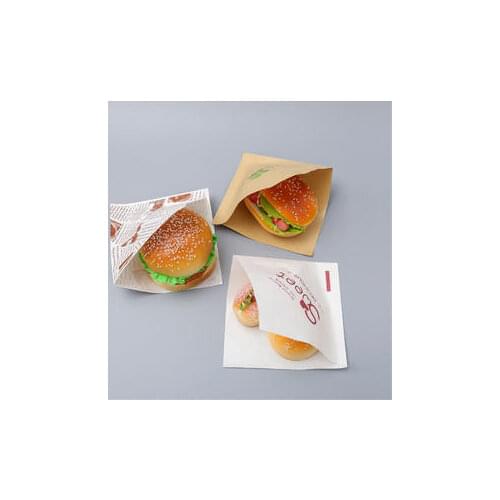 10pcs L-shaped open Hamburg triangular baking and oil-proof bags for bread with hand-wrapped paper bags