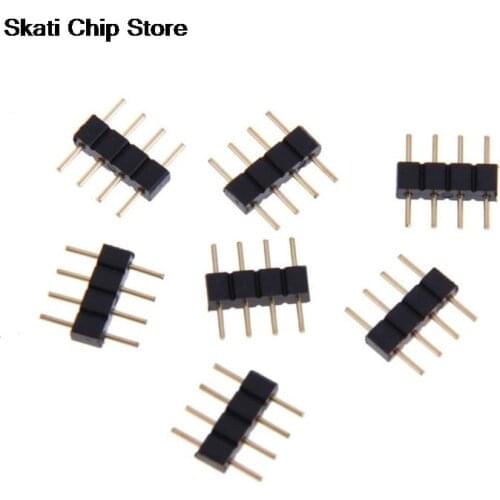 15pcs/lot LED Connector Adapter 4Pin Needle Male Type Double 4 Pin RGB For 3528 5050 Led Strip Light Lamp with Pin Arrangement