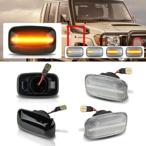 2Pcs Dynamic LED Side Marker fender Lights 12V Flowing Turn Signal Light Side Repeater for Toyota Landcruiser 70 80 100 Series