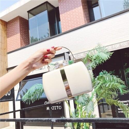 2020 Women Handbags Fashion Rhinestones Evening Clutch Bag Ladies Metal Chain Dinner Party Black White Shoulder Bags Crossbody