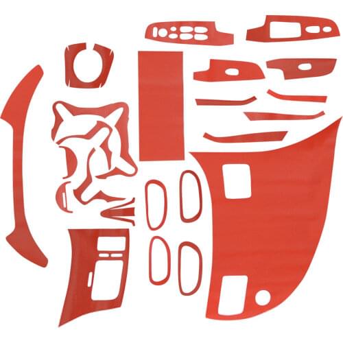 24pcs Red Carbon Fiber Pattern Car Interior Sticker Decal Trim Decoration Kit Fit For Honda Civic 2006 2007 2008 2009 2010 2011