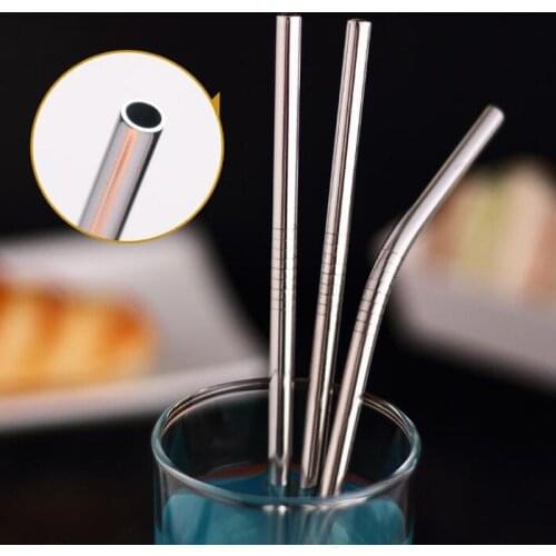 4pcs Reusable Drinking Straw Metal Straw With Cleaner Brush for Home Party Stainless Steel Straw Barware Gadgets