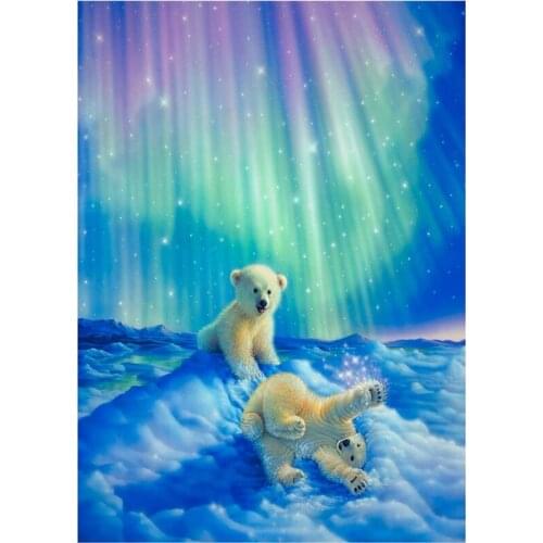 50*63CM 5D 3D DIY Diamond Painting Cross Stitch animals Polar bear full diamond embroidery Mosaic Needlework Crafts Christmas