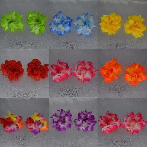 50 Pair Simulation Artificial Colorful Flower Garland Wristband Bracelet Hawaii Seaside Beach Birthday Party Woman Girl