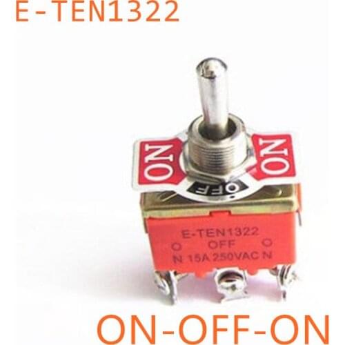 1pcs 6-Pin Toggle DPDT 6P3T ON-OFF-ON Switch 15A 250V Mini Switches E-TEN1322 TEN1322