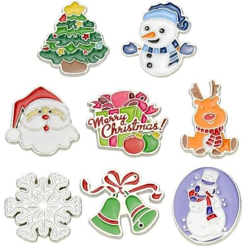 8pcs Christmas Brooch Pins for Women Girl, Multi-Colored Ally Crystal Enamel Jewelry