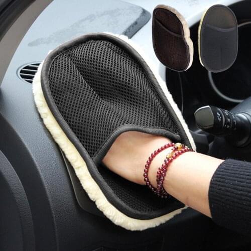 Car Styling 15*24cm Automotive Car Cleaning Car Brush Cleaner Wool Soft Car Washing Gloves Cleaning Brush Motorcycle Washer Care