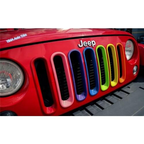 Lapetus Auto Styling Front Grille Grill Cover Trim 7 Pcs Fit For Jeep Wrangler 2011 2012 2013 2014 2015 2016 2017 ABS Colorful