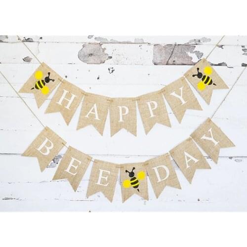 Custom name Bumble Bee Baby Shower Burlap Banners, Personalized any language Bumble Bee Birthday Party Banner garlands