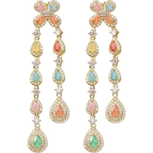 Bettyue Adorable Long Earring With Colorful Geometry Cubic Zircon For Women&Girls Cute Style Festival Gift Fashion Jewelry